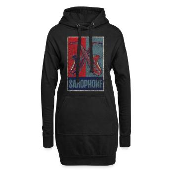 Saxophone Retro Vintage Saxophone - Hoodie-Kleid - Schwarz - Vorne