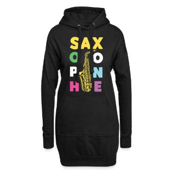 Saxophones Saxophones - Sweat-shirt à capuche long Femme - noir - Devant
