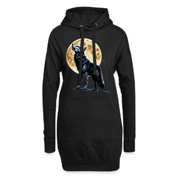 Wolf Liebhaber Wildtier Kunst Wolf Bunt Tier - Hoodie-Kleid - Schwarz - Vorne