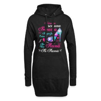Prinzessin und Königin: Geschenk für Mama - Hoodie-Kleid - Schwarz - Vorne