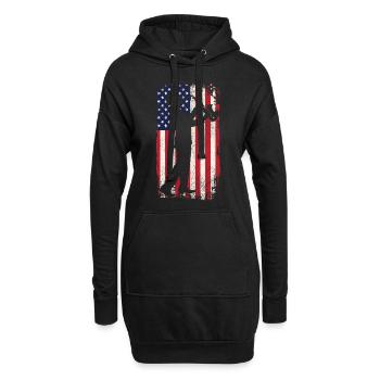 Saxophone American Flag - Hoodie-Kleid - Schwarz - Vorne