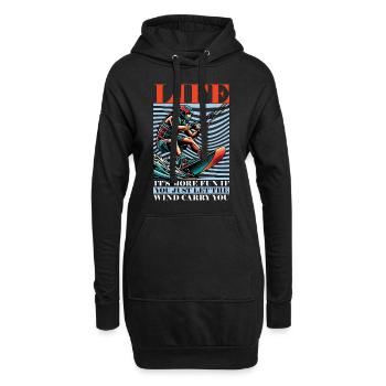 La vie de kitesurf est plus amusante si vous faites de la planche à voile - Sweat-shirt à capuche long Femme - noir - Devant