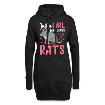 Just A Girl Who Loves Rats - Hoodie-Kleid - Schwarz - Vorne