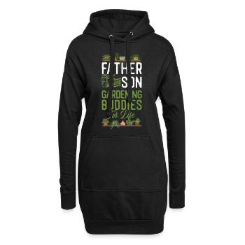 Amoureux des plantes jardinage papa fils - Sweat-shirt à capuche long Femme - noir - Devant