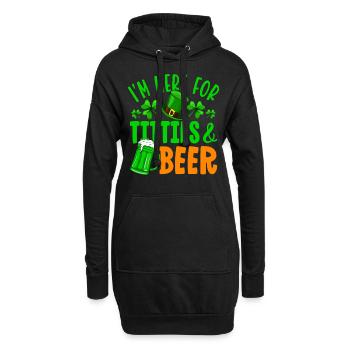 Je suis ici pour les seins et la bière - Sweat-shirt à capuche long Femme - noir - Devant