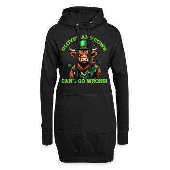 Le trèfle et les vaches ne peuvent pas se tromper - Sweat-shirt à capuche long Femme - noir - Devant