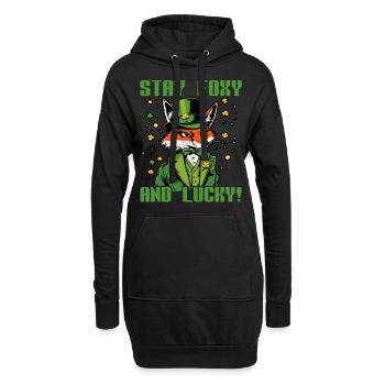 Bleiben Sie fuchsig und glücklich am St. Patrick's Day - Hoodie-Kleid - Schwarz - Vorne