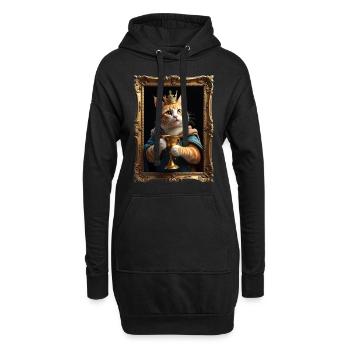 Chat médiéval dans cadre photo Art Crown - Sweat-shirt à capuche long Femme - noir - Devant