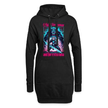 Œuvre d'art du thon et du chat du Moyen Âge Honor - Sweat-shirt à capuche long Femme - noir - Devant