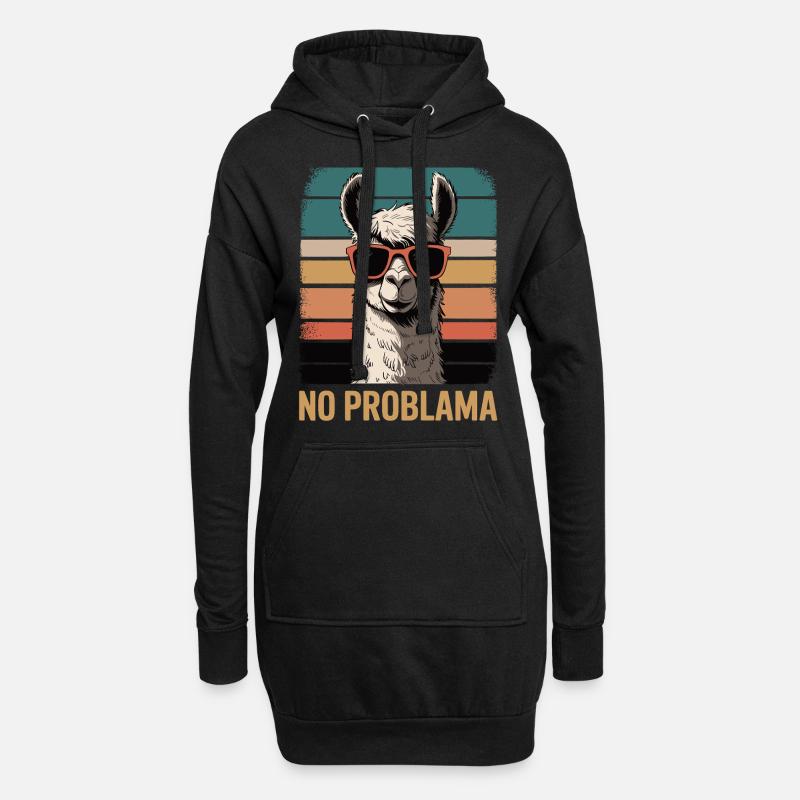 No Problama Llama - Hoodie-Kleid - Schwarz