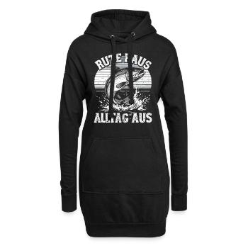 Angeln Angler Fischer Fischen Angel Spruch - Hoodie-Kleid - Schwarz - Vorne