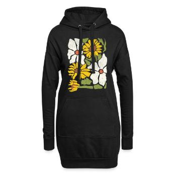 Boho Wildblumen mit Sonnenblumen und Gänseblümchen - Hoodie-Kleid - Schwarz - Vorne