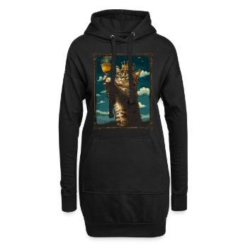 Chat médiéval dans cadre photo Art Crown - Sweat-shirt à capuche long Femme - noir - Devant