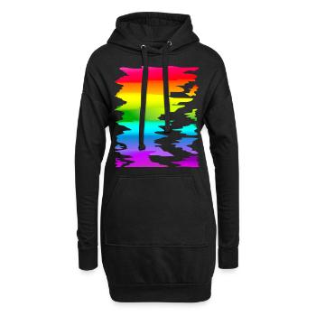 colorful rainbow gradient - Hoodie Dress - black - Front