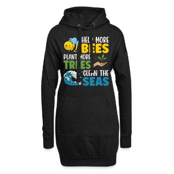 Aidez plus d’abeilles à planter plus d’arbres pour nettoyer les mers - Sweat-shirt à capuche long Femme - noir - Devant