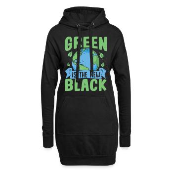 Grün ist das neue Schwarz - Hoodie-Kleid - Schwarz - Vorne