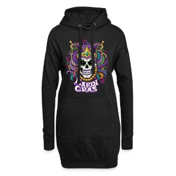 Mardi Gras - Karneval - Totenkopf - Geschenk - Hoodie-Kleid - Schwarz - Vorne