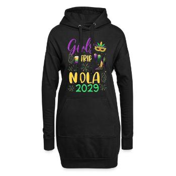 Voyage entre filles NOLA 2029 - Sweat-shirt à capuche long Femme - noir - Devant