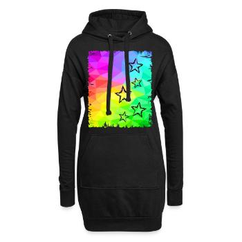 étoiles colorées dégradé arc-en-ciel couleurs - Sweat-shirt à capuche long Femme - noir - Devant