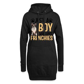 Juste un garçon qui aime les Frenchies - Sweat-shirt à capuche long Femme - noir - Devant