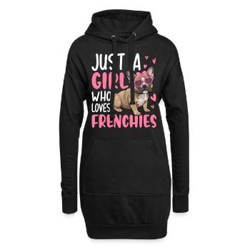 Juste une fille qui aime les Frenchies - Sweat-shirt à capuche long Femme - noir - Devant