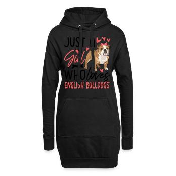 Juste une fille qui aime les bouledogues anglais - Sweat-shirt à capuche long Femme - noir - Devant