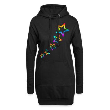 Stern bunte Sterne Regenbogen Farbverlauf - Hoodie-Kleid - Schwarz - Vorne