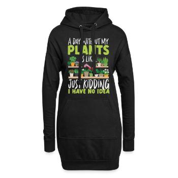 Amateur de plantes jardiner une journée - Sweat-shirt à capuche long Femme - noir - Devant