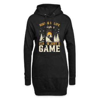 Hiking is life everything else is just a game - - Hoodie-Kleid - Schwarz - Vorne