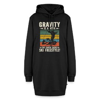 Schwerkraft? Ski Freestyle Retro Spaß - Hoodie-Kleid - Schwarz - Vorne