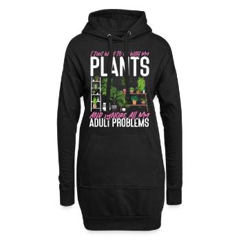 Plant Lover Gardening I Just Want - Hoodie-Kleid - Schwarz - Vorne