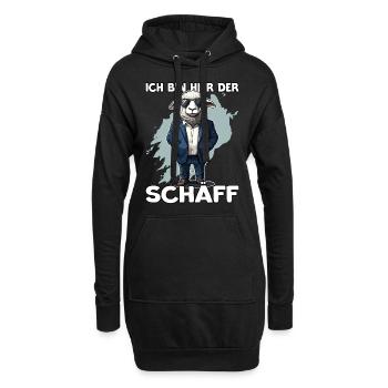 Ich bin hier der Chef Schäff | Chef | Teamleiter - Hoodie-Kleid - Schwarz - Vorne