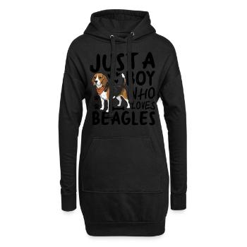 Just A Boy Who Loves Beagles - Hoodie-Kleid - Schwarz - Vorne