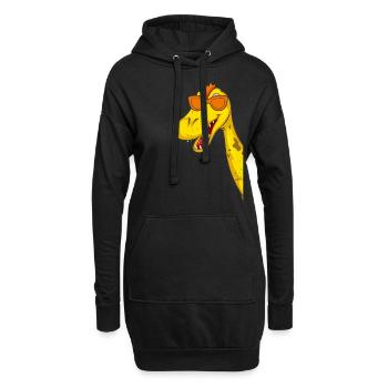 Funny Dino with Sunglasses Funny Dinosaur - Hoodie-Kleid - Schwarz - Vorne
