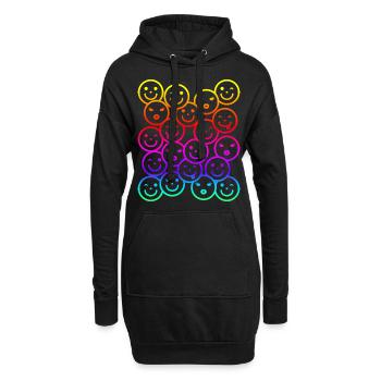 Visages drôles colorés avec dégradé arc-en-ciel - Sweat-shirt à capuche long Femme - noir - Devant