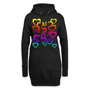 Coeurs colorés Dégradé Icône de coeur arc-en-ciel - Sweat-shirt à capuche long Femme - noir - Devant
