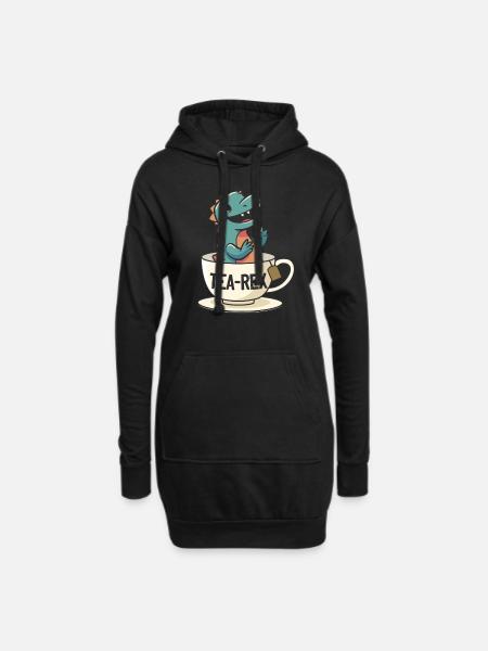 Funny Dinosaur Tea-Rex Dinosaur - Hoodie-Kleid - Schwarz