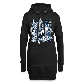Démon Kunoichi bleu - Sweat-shirt à capuche long Femme - noir - Devant