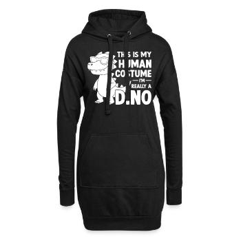 dinosaure dino - c’est mon costume humain je suis - Sweat-shirt à capuche long Femme - noir - Devant