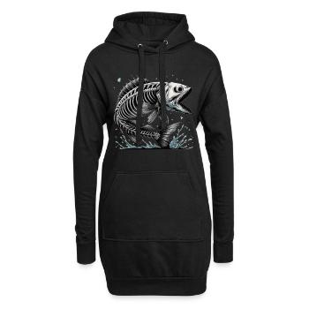 Poisson osseux maléfique des profondeurs - Sweat-shirt à capuche long Femme - noir - Devant