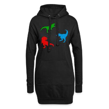 Dinosaur Silhouette T-Rex Dinosaur Silhouette - Hoodie-Kleid - Schwarz - Vorne