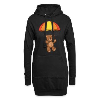 Teddybär Fallschirmspringer - Hoodie-Kleid - Schwarz - Vorne