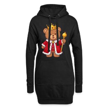 Teddybär König - Hoodie-Kleid - Schwarz - Vorne