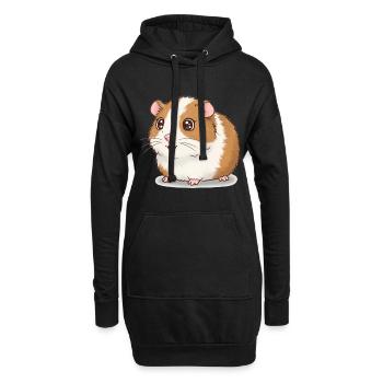 Tier Cartoon Meerschweinchen - Hoodie-Kleid - Schwarz - Vorne