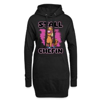 Stallchefin | Pferdemädchen | Führungskraft Reiter - Hoodie-Kleid - Schwarz - Vorne