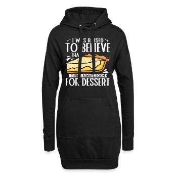 On m’a fait croire qu’il y avait de la place pour le dessert - Sweat-shirt à capuche long Femme - noir - Devant