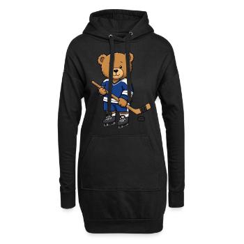 Teddybär Eishockeyspieler - Hoodie-Kleid - Schwarz - Vorne
