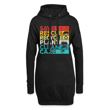 Retten Retten Recyceln Anlage Saubere Pflege Tag der Erde - Hoodie-Kleid - Schwarz - Vorne