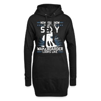 Now you know what the sexy wakeboarder looks like - Hoodie-Kleid - Schwarz - Vorne