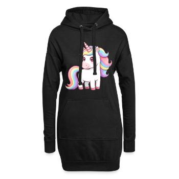 Licorne de dessin animé animalier - Sweat-shirt à capuche long Femme - noir - Devant
